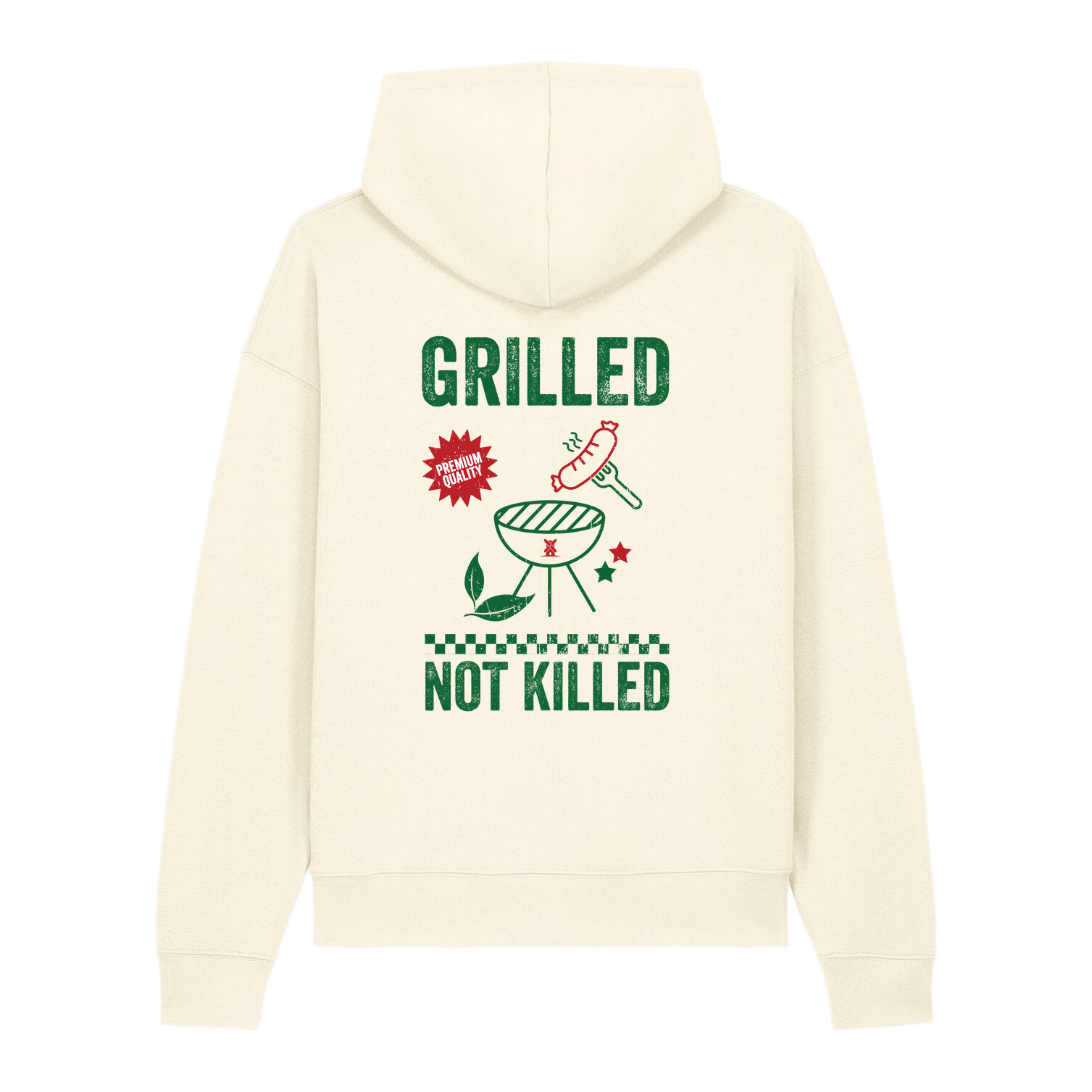"Grilled-Not-Killed" Oversized Hoodie natural Raw
